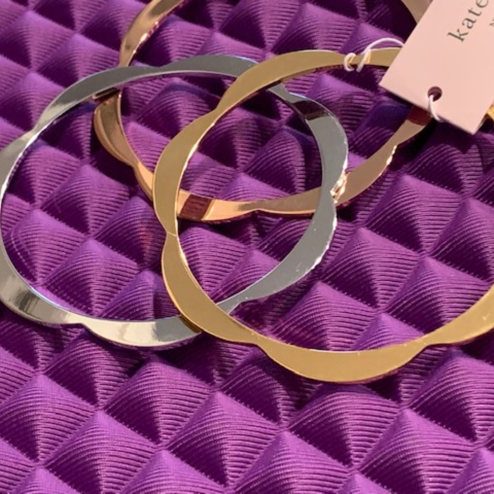 Kate Spade Tri-Tone Slender Scallops Bangle Set